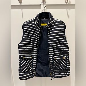 Dee Elle blue with white striped vest with gold zipper and buttons